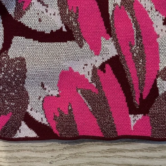 By Anthropologie Pink Patterned Women's Mock neck Sweater with sparkle - Picture 5 of 5